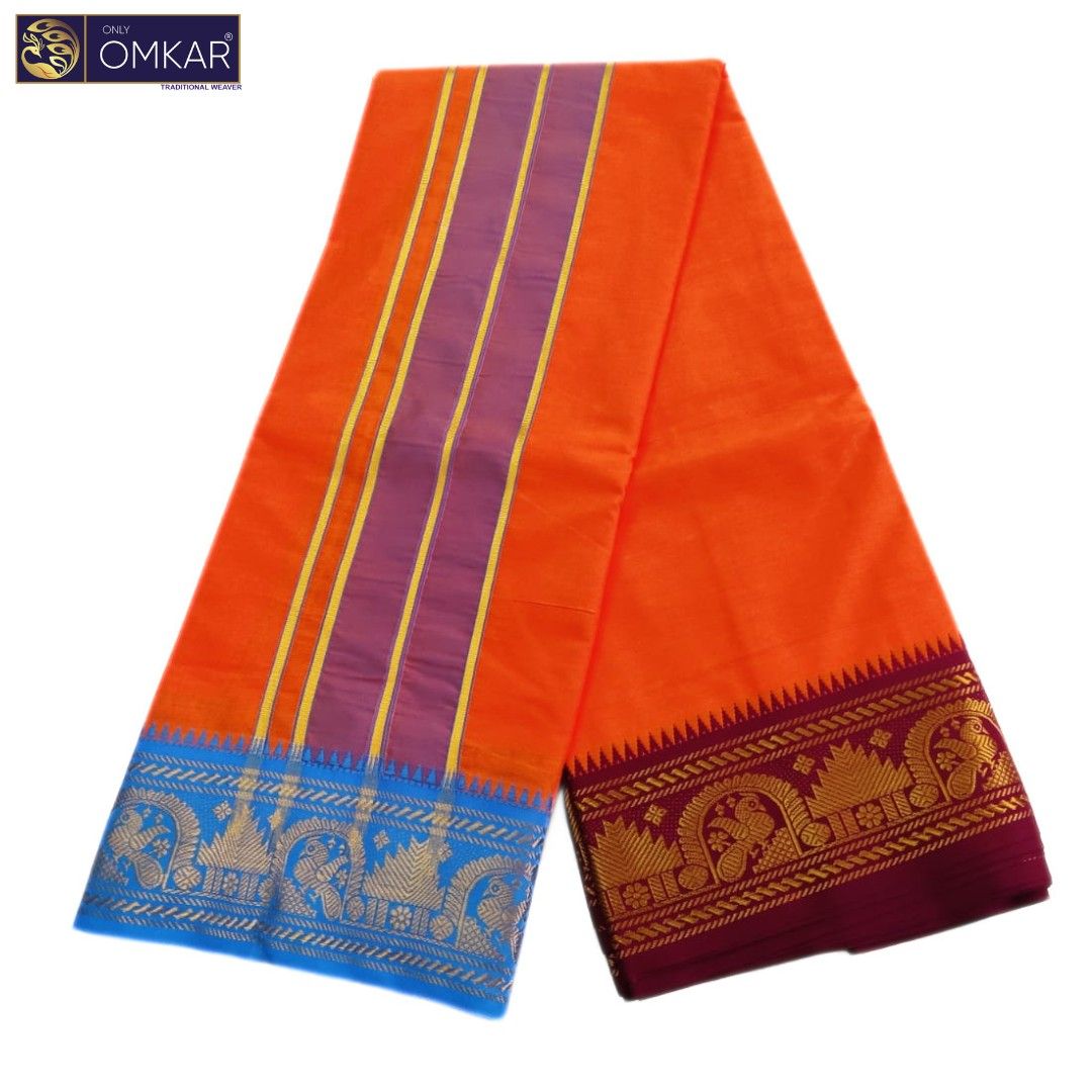 Orange Color Premium Soft Cotton Dhotis - Image 2