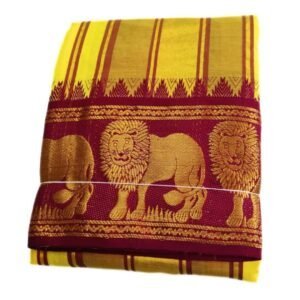 Yellow Premium Jacquard Color Dhotis