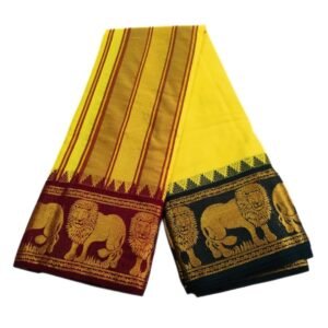 Yellow Premium Jacquard Color Dhotis