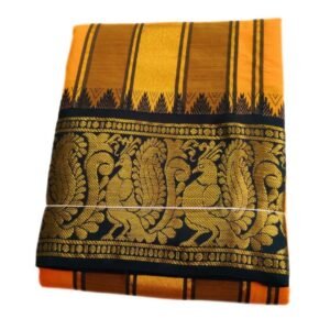 Golden Yellow Color Premium Jacquard Color Dhotis