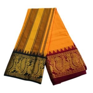 Golden Yellow Color Premium Jacquard Color Dhotis