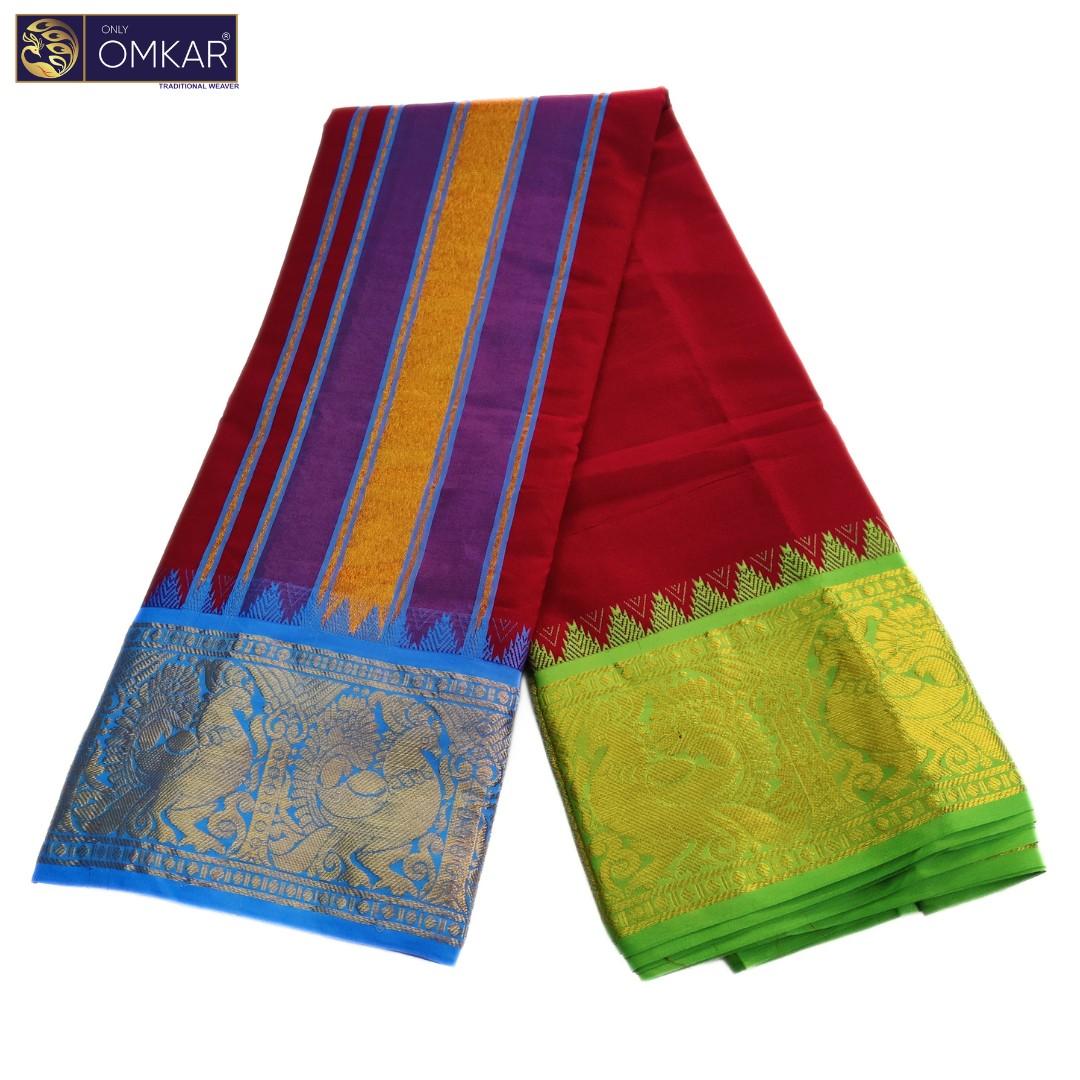 Maroon Premium Jacquard Color Dhotis - Image 2