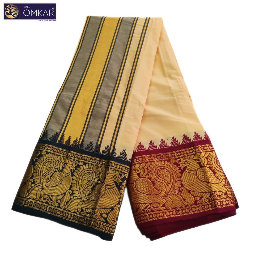 Light Kavi Premium Jacquard Color Dhotis - Image 2