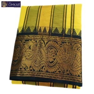 Yellow Premium Jacquard Color Dhotis