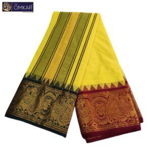 Yellow Premium Jacquard Color Dhotis