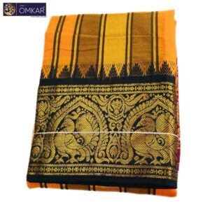 Golden Yellow Color Premium Jacquard Color Dhotis