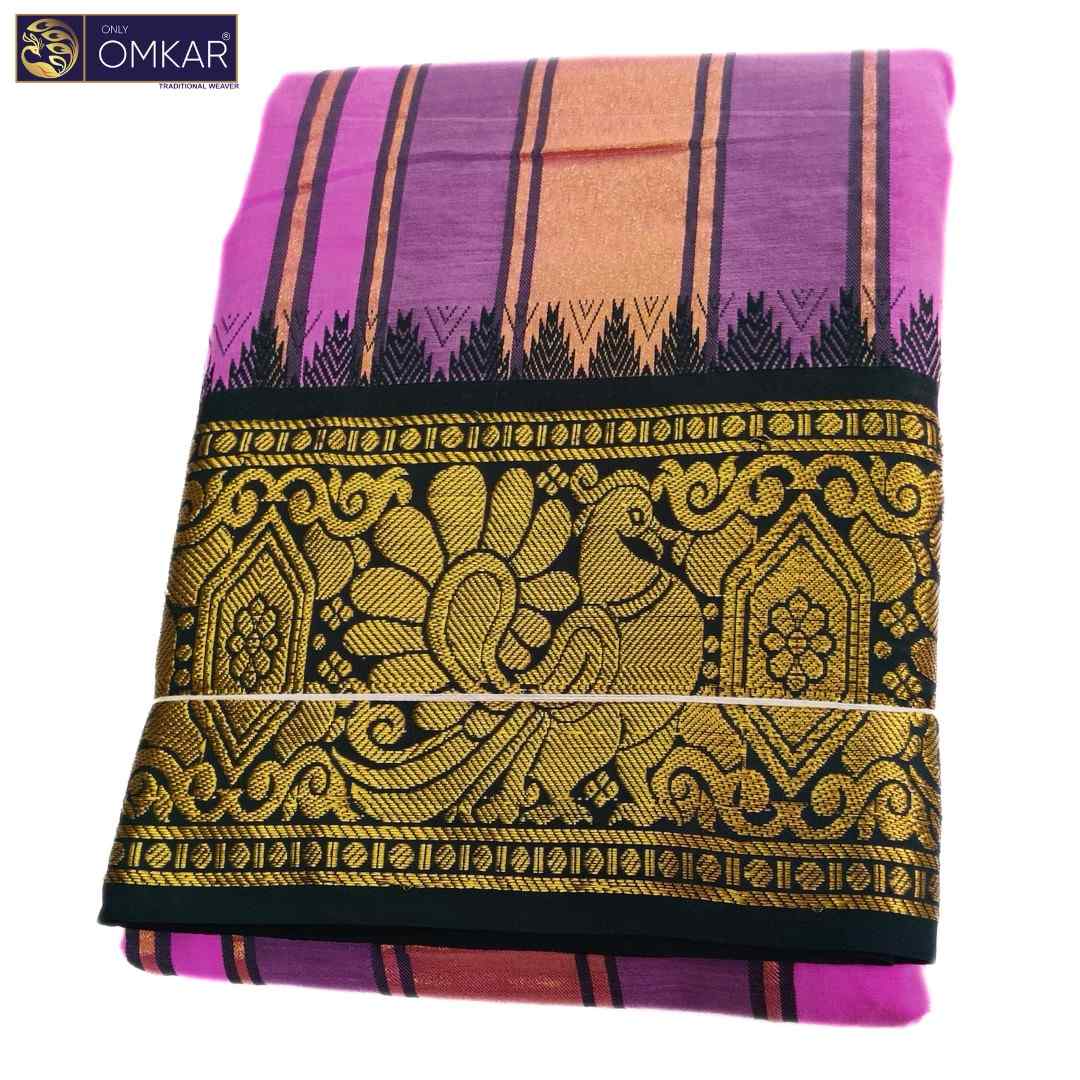 Lavender Color Premium Jacquard Color Dhotis - Image 2