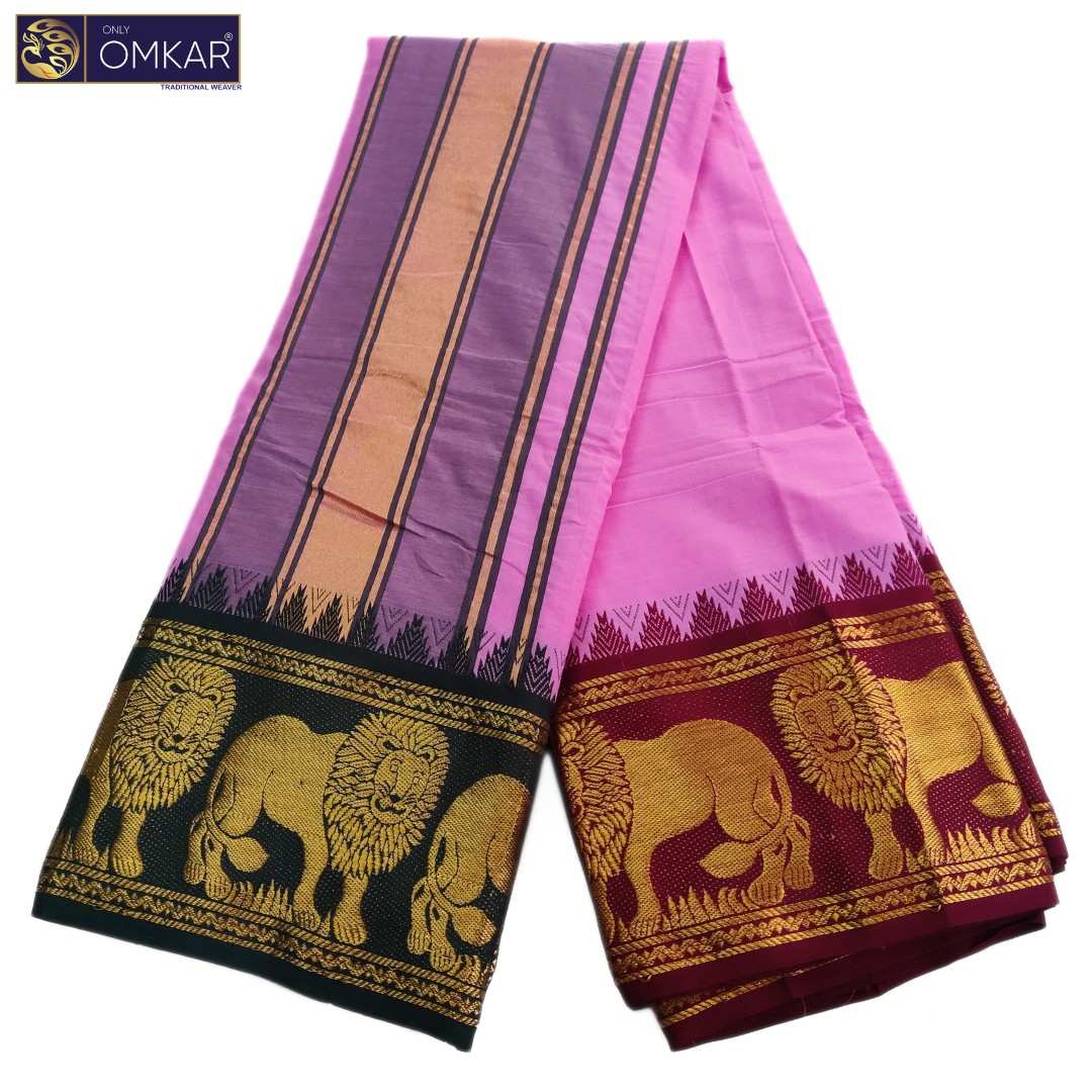 Lavender Color Premium Jacquard Color Dhotis - Image 3
