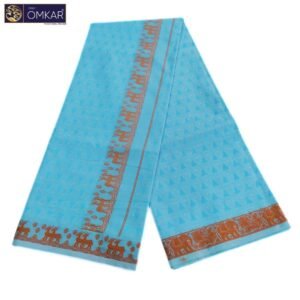 Embossed Design Blue Color Single Dhoti