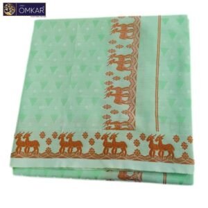 Embossed Design Green Color Single Dhoti