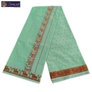 Embossed Design Green Color Single Dhoti