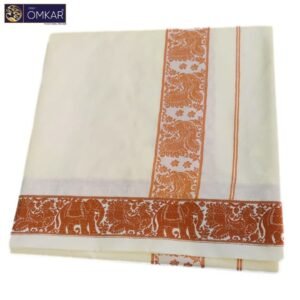 Embossed Design Cream Color Single Dhoti