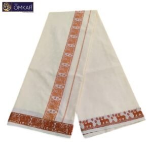 Embossed Design Cream Color Single Dhoti