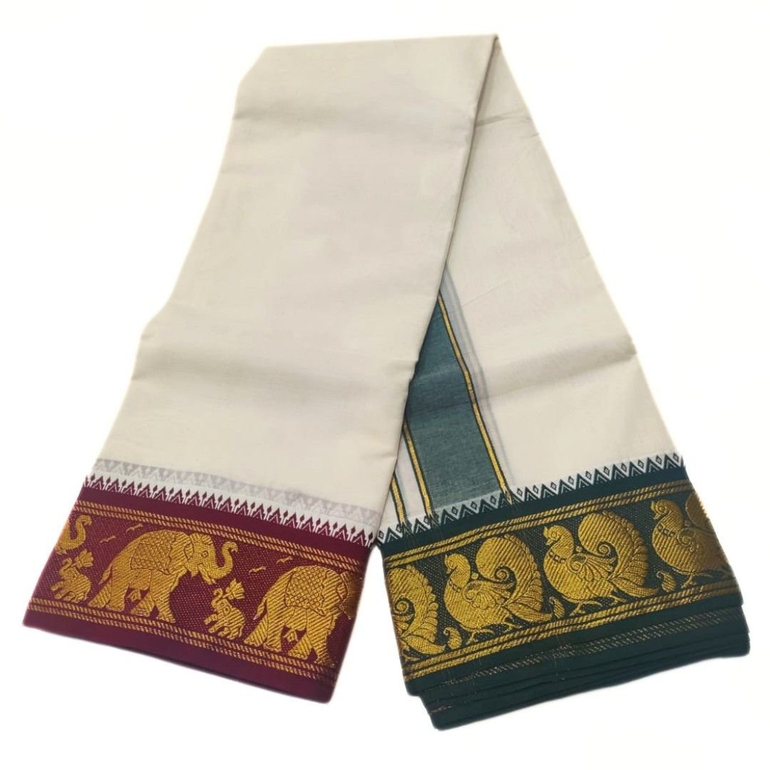Double Border Design Best Quality Dhotis - Image 2