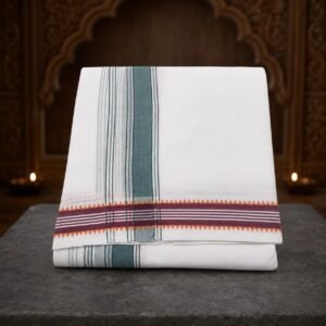 1 Inch Double Mokku Fancy White Kanchi Cotton Dhoti