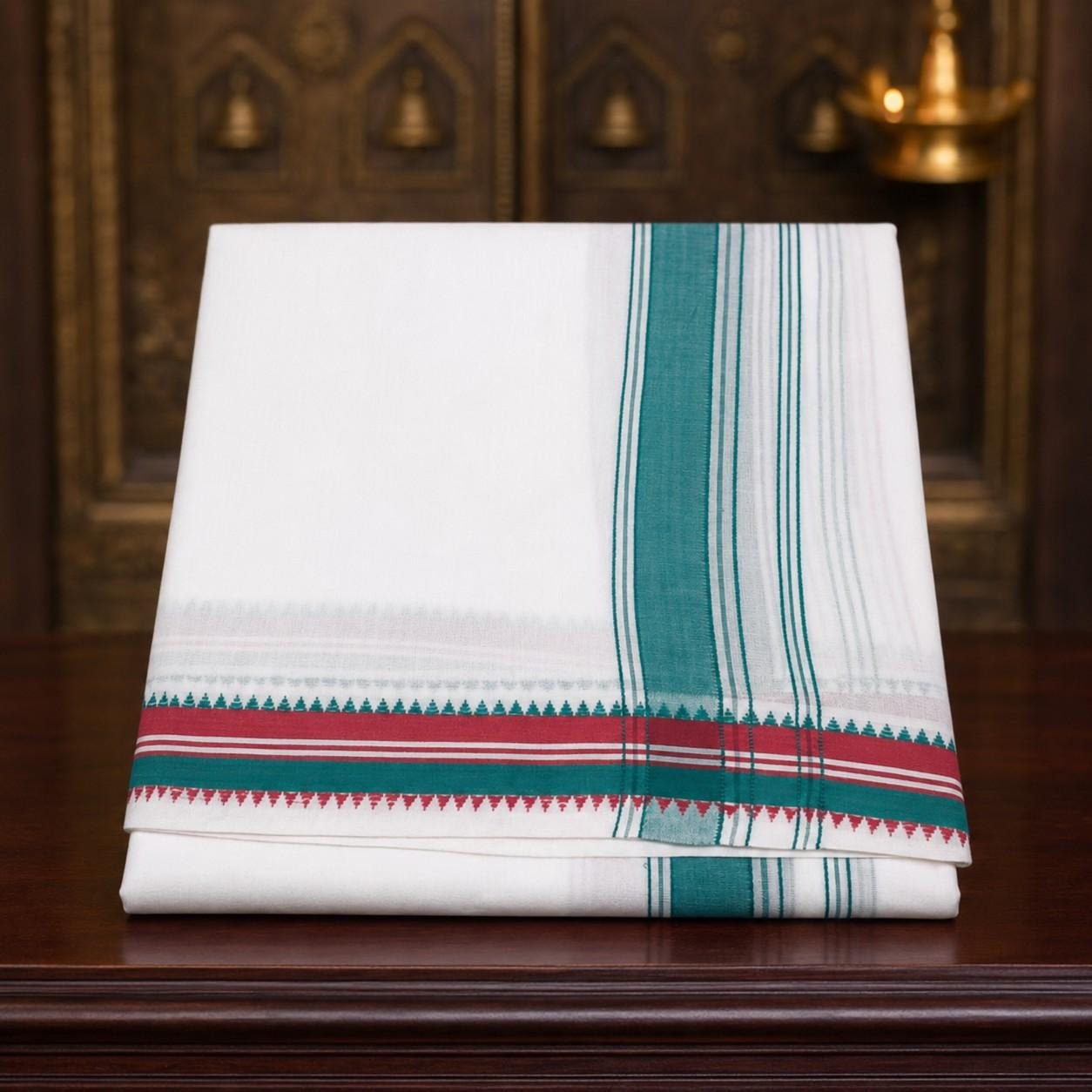 1 Inch Double Mokku Fancy White Kanchi Cotton Dhoti