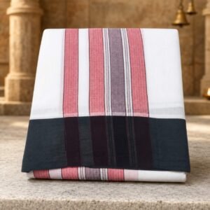 3 Inch Bavanji Black Border White Kanchi Cotton Dhoti