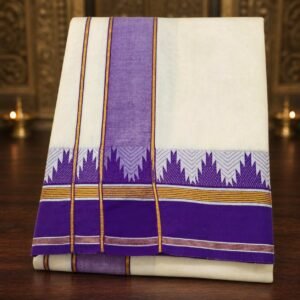 Fancy Half White Temple Border Dhoti