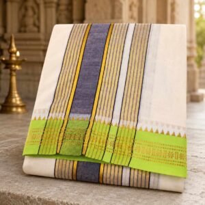 2 Inch Coin Border/Rudraksham Cotton Border Dhoti Set 9×5