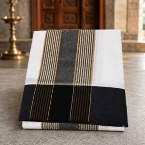 Bavanji Zarigai Mundhi Black Border Dhoti