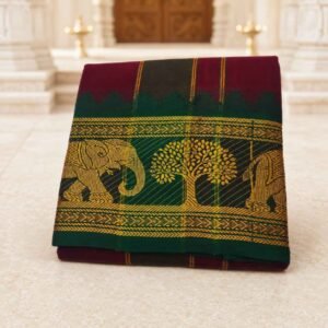 Maroon Color 8 Inch Jacquard Dhoti | Only Omkar Dhotis