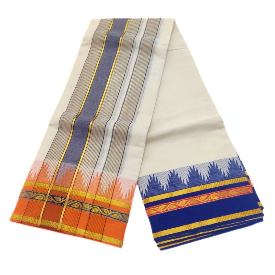 Special Vaishnava Pate Thalampoo Kanchi Cotton Dhoti - Image 2