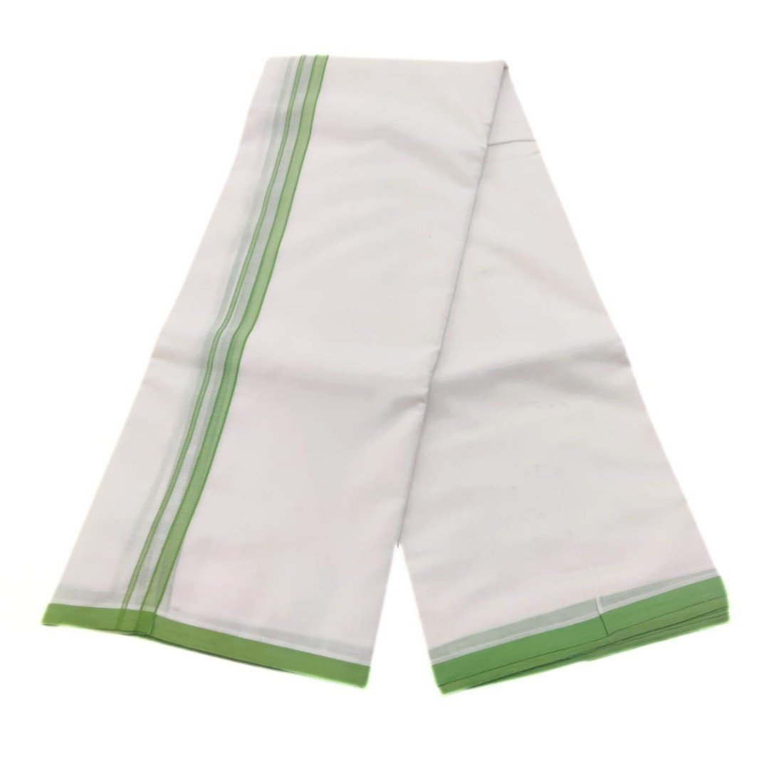 Small Bavanji Border White Kanchi Cotton Dhoti - Image 2