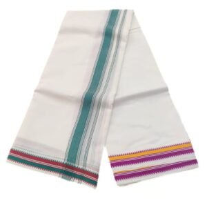 1 Inch Double Mokku Fancy White Kanchi Cotton Dhoti