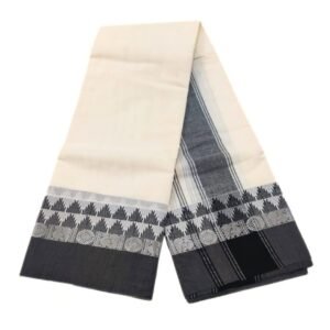 Double Tower Silver Black Border Dhoti