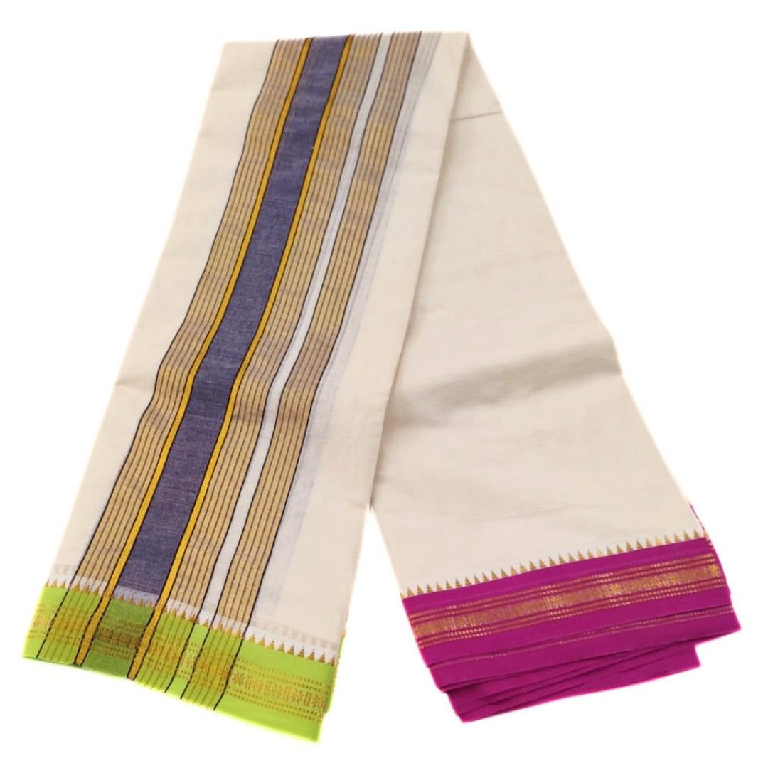 2 Inch Coin Border/Rudraksham Cotton Border Dhoti Set 9x5 - Image 2