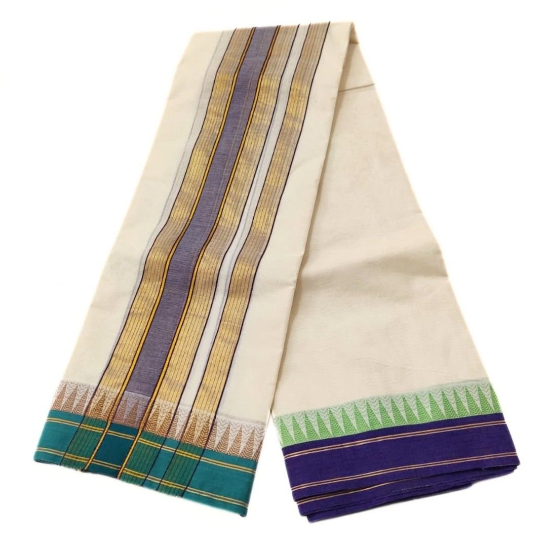 Handloom Cotton Tower Border Premium Dhoti - Image 2
