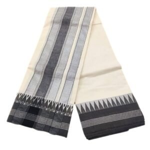 Black Border Dhoti Silver Line Design First Quality Dhoti