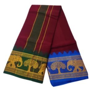 Maroon Color 8 Inch Jacquard Dhoti | Only Omkar Dhotis