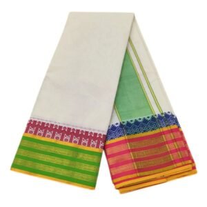 Temple Border Half White Premium Quality Dhoti | Only Omkar Dhotis