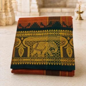 Brown Color 8 Inch Jacquard Dhoti | Only Omkar Dhotis