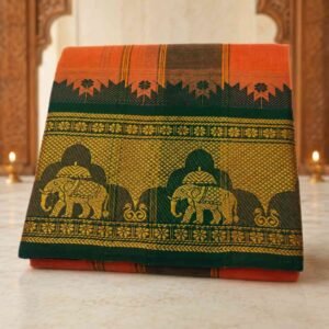 Kanakambaram Color 8 Inch Jacquard Dhoti | Only Omkar Dhotis