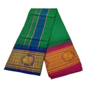 Green Color 8 Inch Jacquard Dhoti | Only Omkar Dhotis