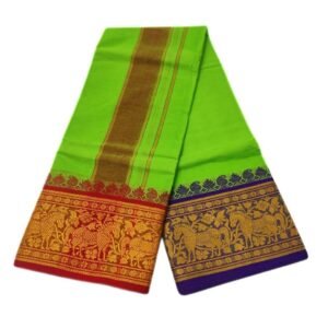 Light Green Color 8 Inch Jacquard Dhoti | Only Omkar Dhotis