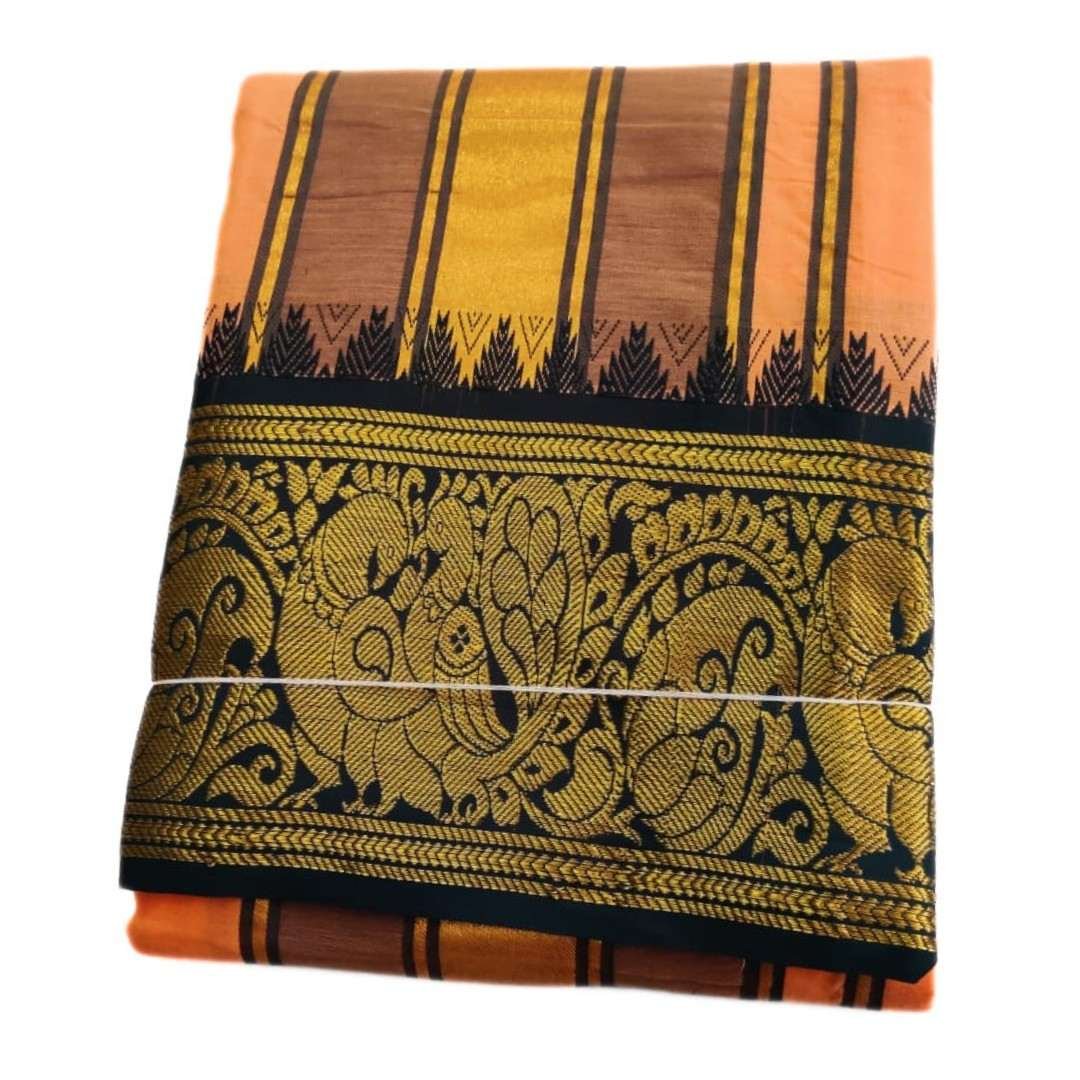Peach Color Premium Jacquard Color Dhotis