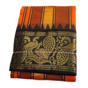 Orange Color Premium Jacquard Color Dhotis