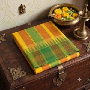 Tower Border Yellow Color Dhoti | Only Omkar Dhotis