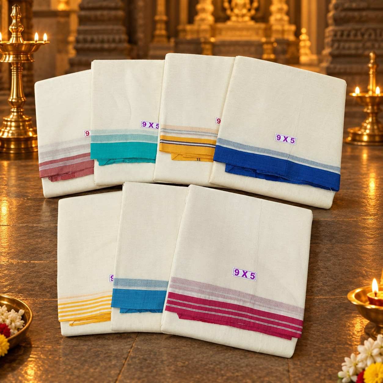 Premium Half White Cotton Border Dhoti