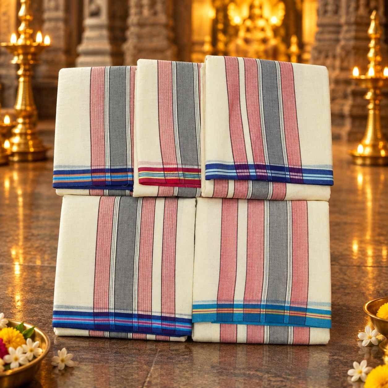 Premium Half White Vaishnava Cotton Border Dhoti