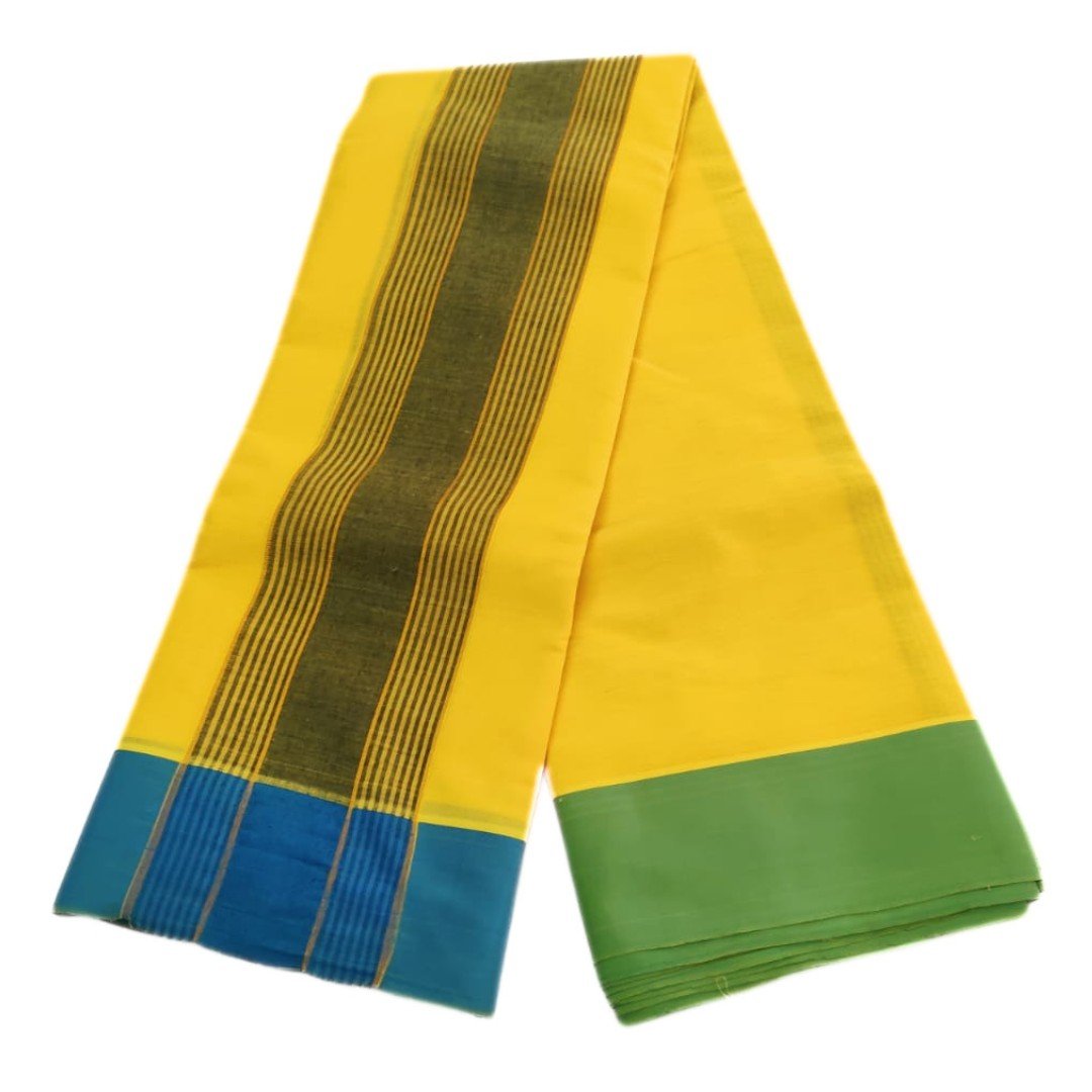 Bavanji Special Zarigai Yellow Color Dhoti | Only Omkar Dhotis - Image 2