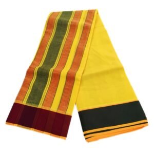 3 Inch Plain Border Yellow Color Dhoti | Only Omkar Dhotis