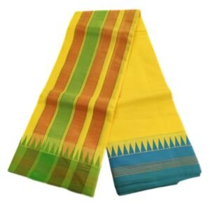 Tower Border Yellow Color Dhoti | Only Omkar Dhotis