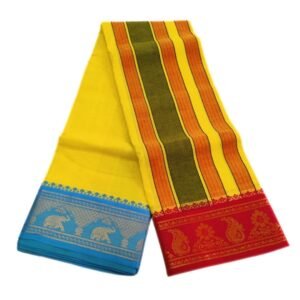 5 Inch Jacquard Yellow Color Dhoti | Only Omkar Dhotis