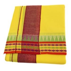 6 Inch Kuchipate Yellow Color Dhoti | Only Omkar Dhotis