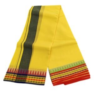 6 Inch Kuchipate Yellow Color Dhoti | Only Omkar Dhotis