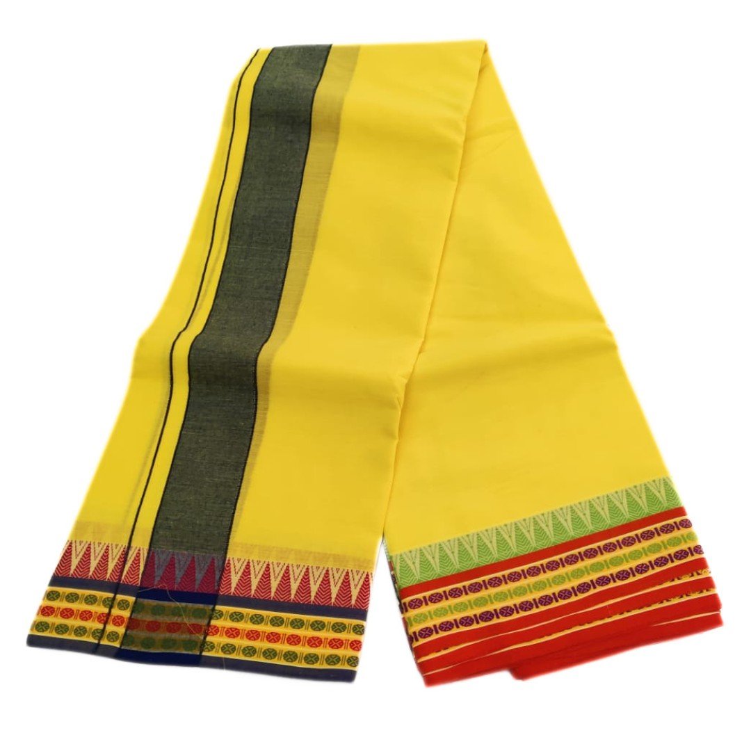 6 Inch Kuchipate Yellow Color Dhoti | Only Omkar Dhotis - Image 2